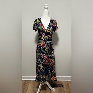 Multicolored floral wrap dress